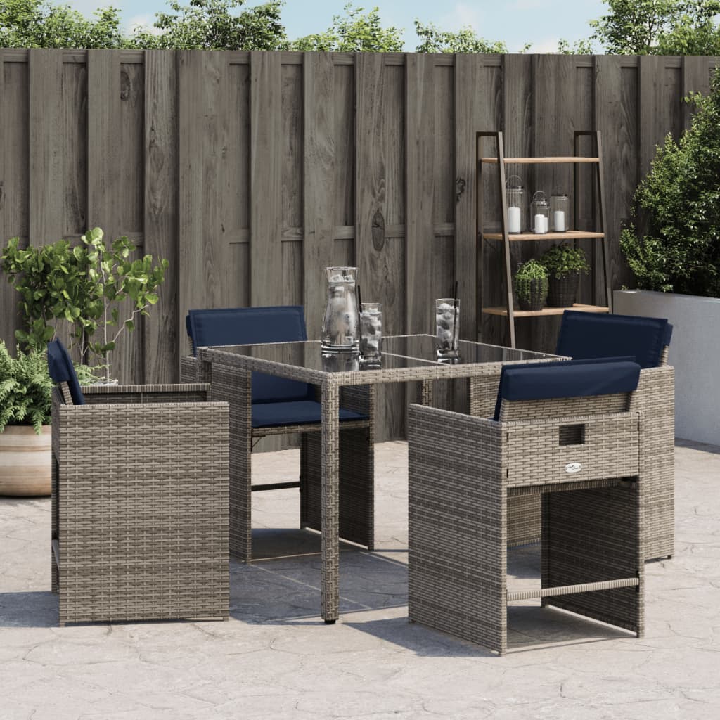 vidaXL Garden Chairs with Cushions 4 pcs Grey Poly Rattan
