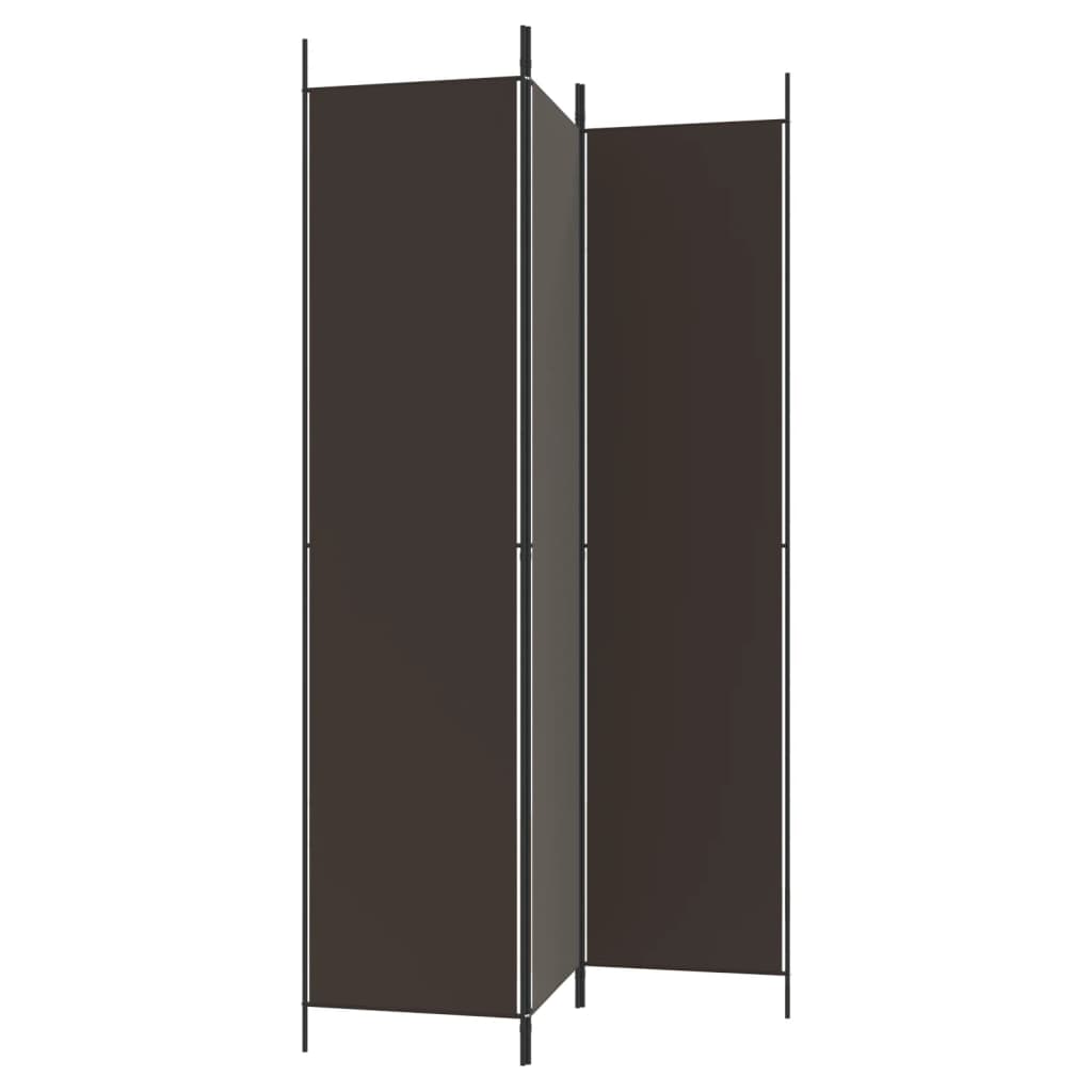 vidaXL 3-Panel Room Divider Brown 150x220 cm Fabric