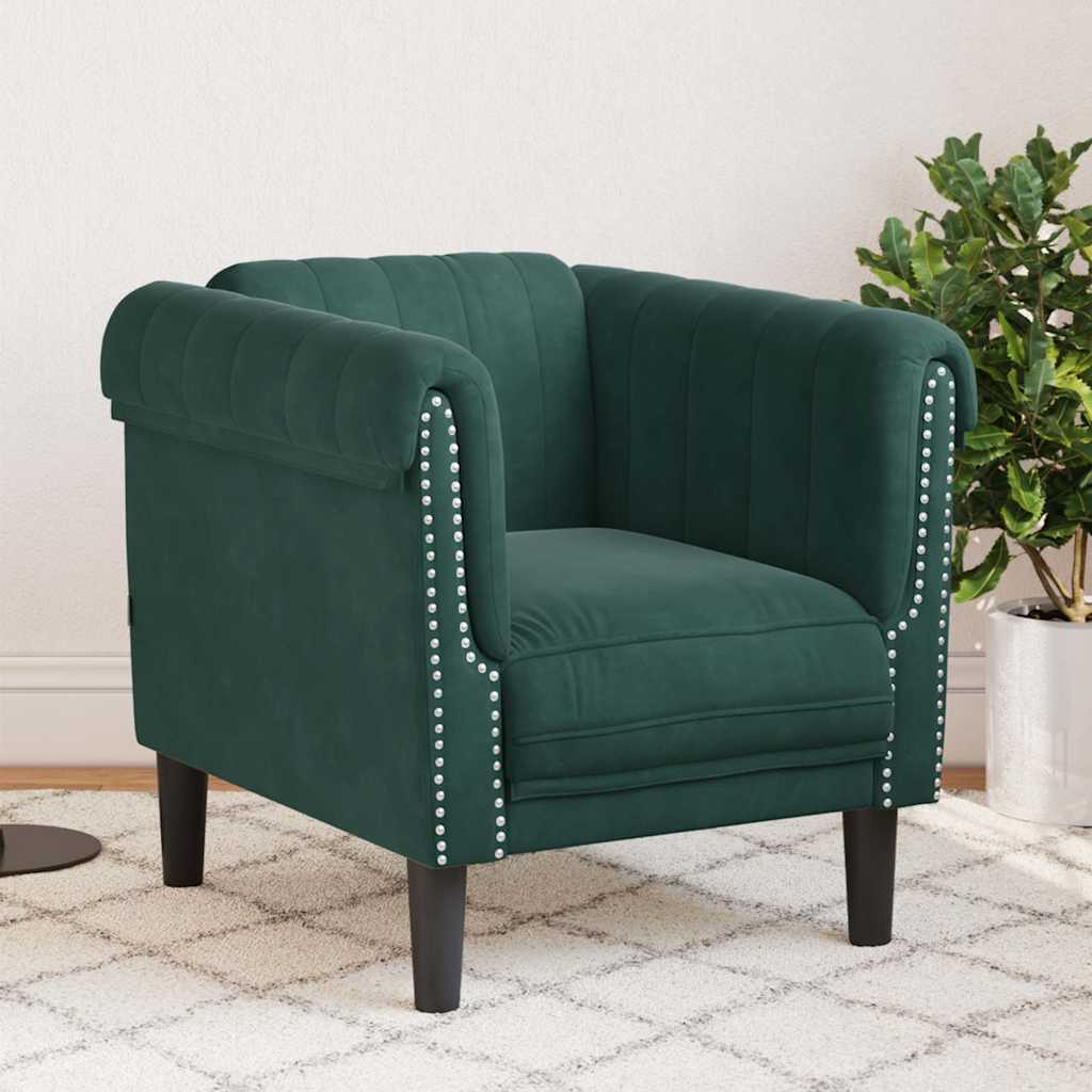 vidaXL Sofa Chair Dark Green Velvet