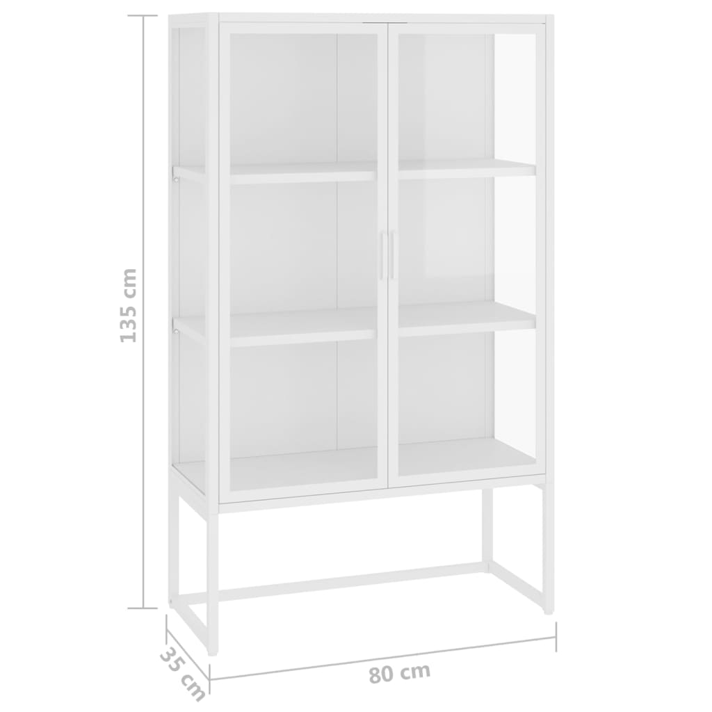 vidaXL Highboard White 80x35x135 cm Steel and Tempered Glass