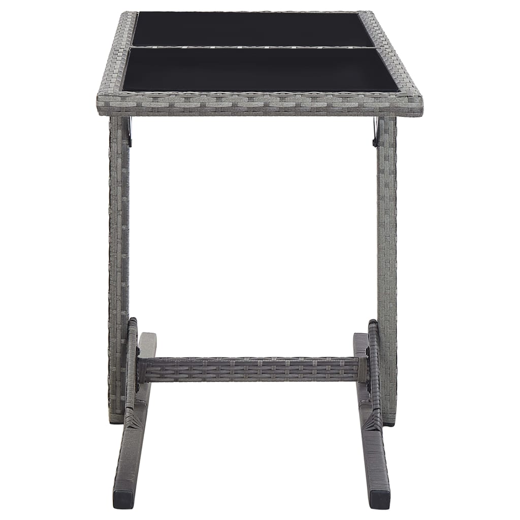 vidaXL Garden Table Anthracite 110x53x72 cm Glass and Poly Rattan