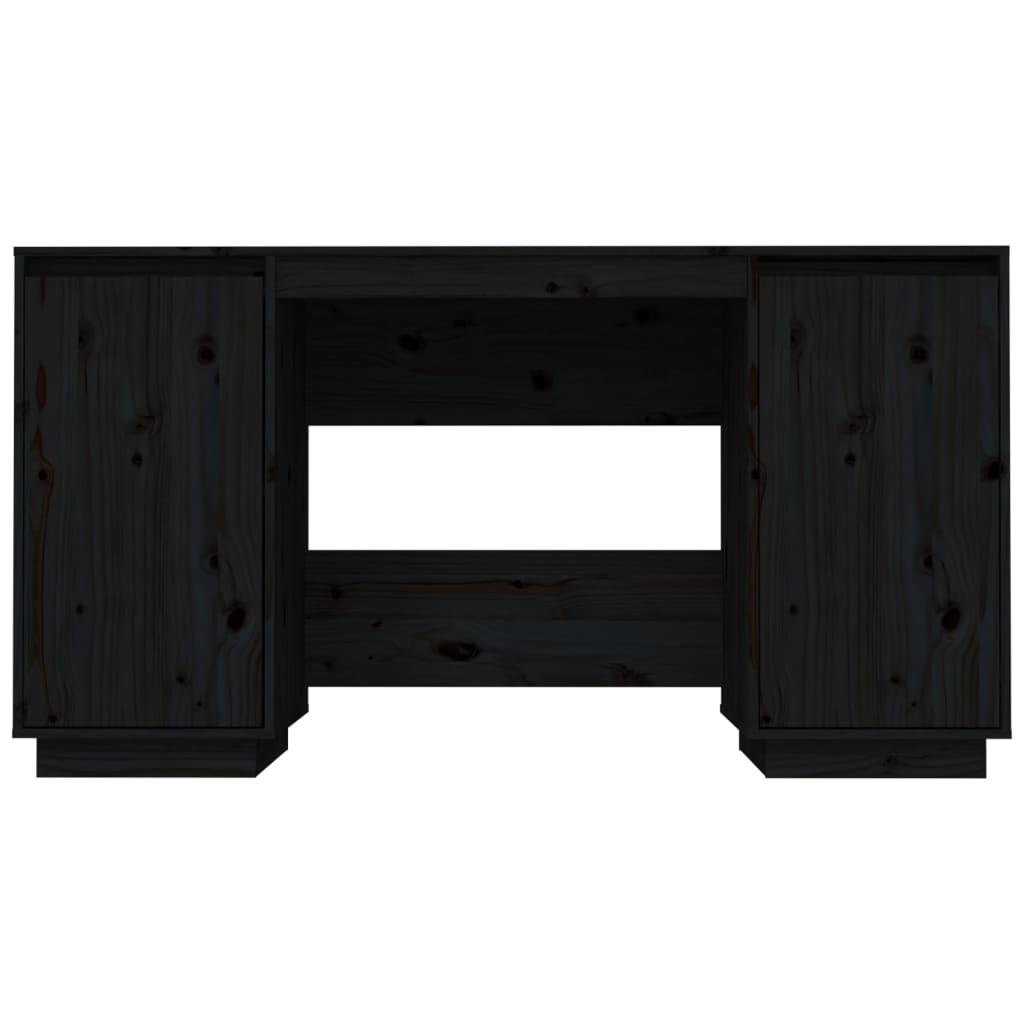 vidaXL Desk Black 140x50x75 cm Solid Wood Pine