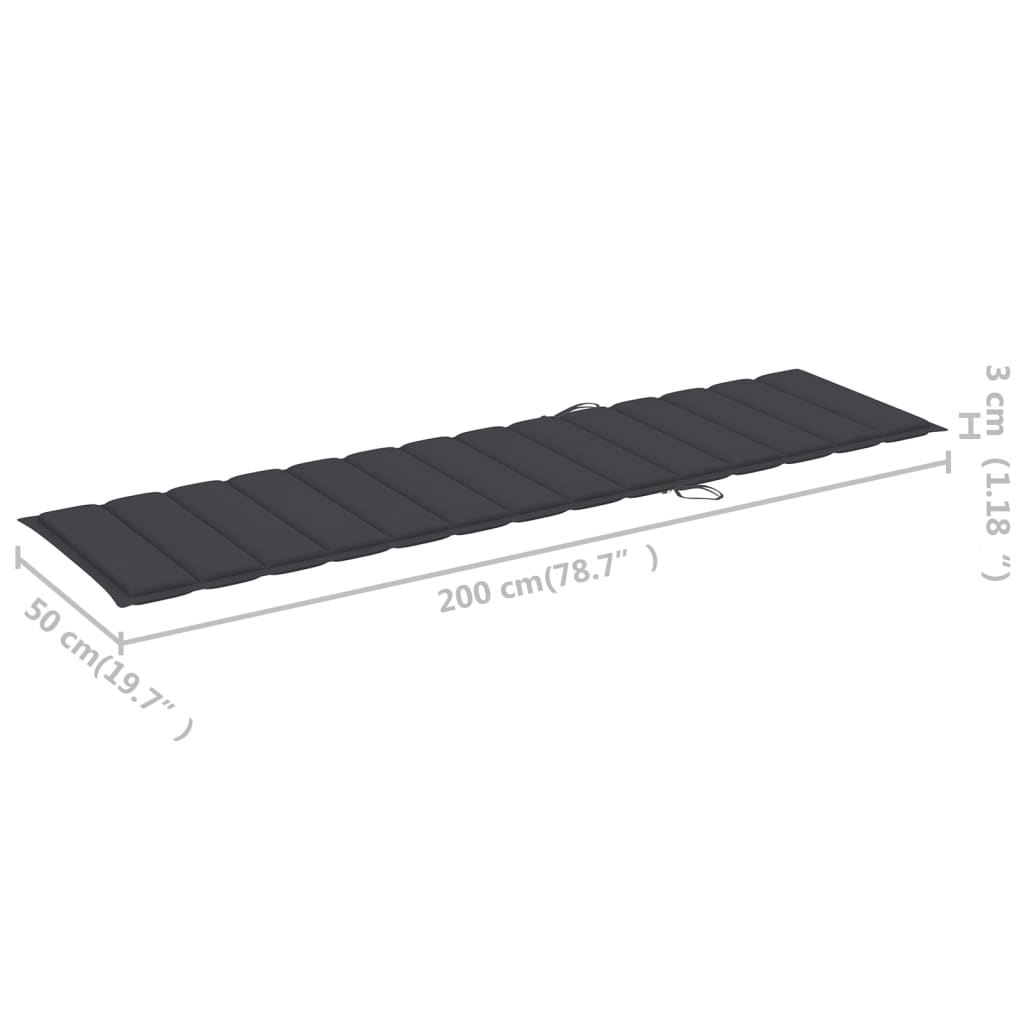 vidaXL Sun Lounger with Anthracite Cushion Solid Teak Wood