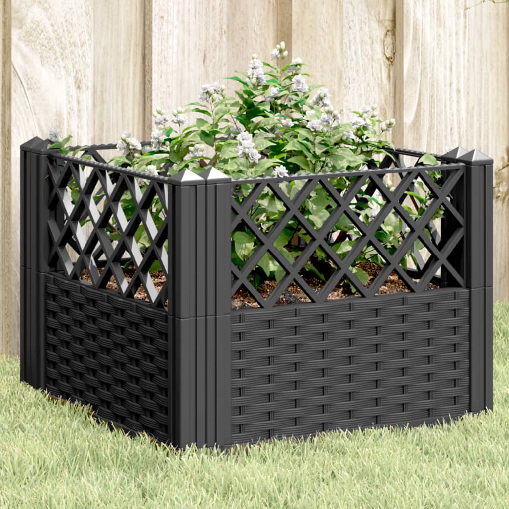 vidaXL Garden Planter with Pegs Black 43.5x43.5x43.5 cm PP