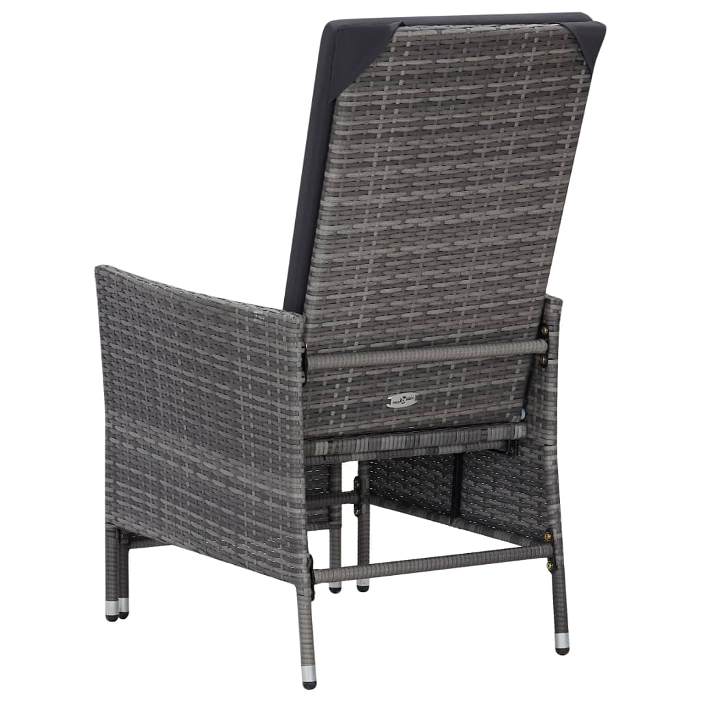 vidaXL 3 Piece Garden Lounge Set with Cushions Poly Rattan Grey