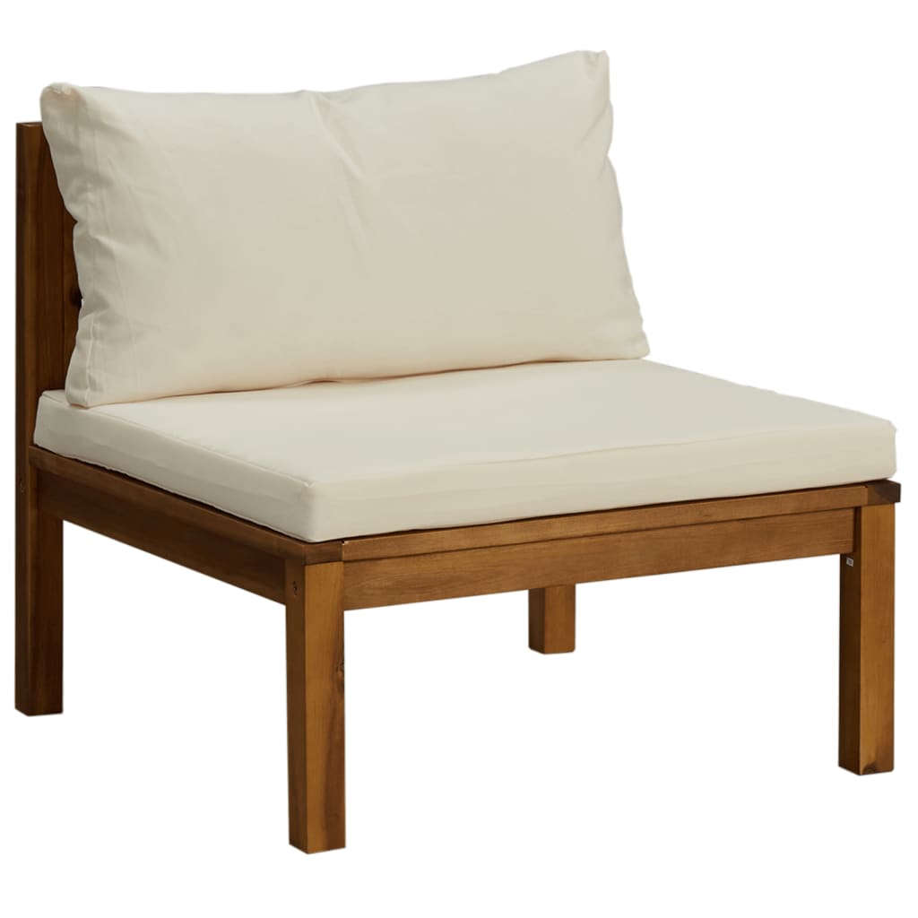 vidaXL 6 Piece Garden Lounge Set with Cream Cushion Solid Acacia Wood