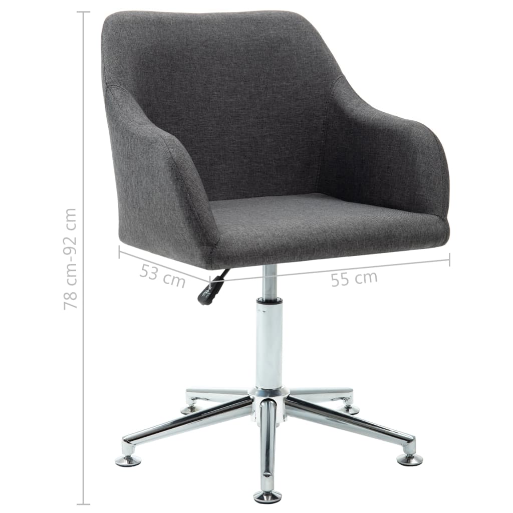 vidaXL Swivel Dining Chair Dark Grey Fabric