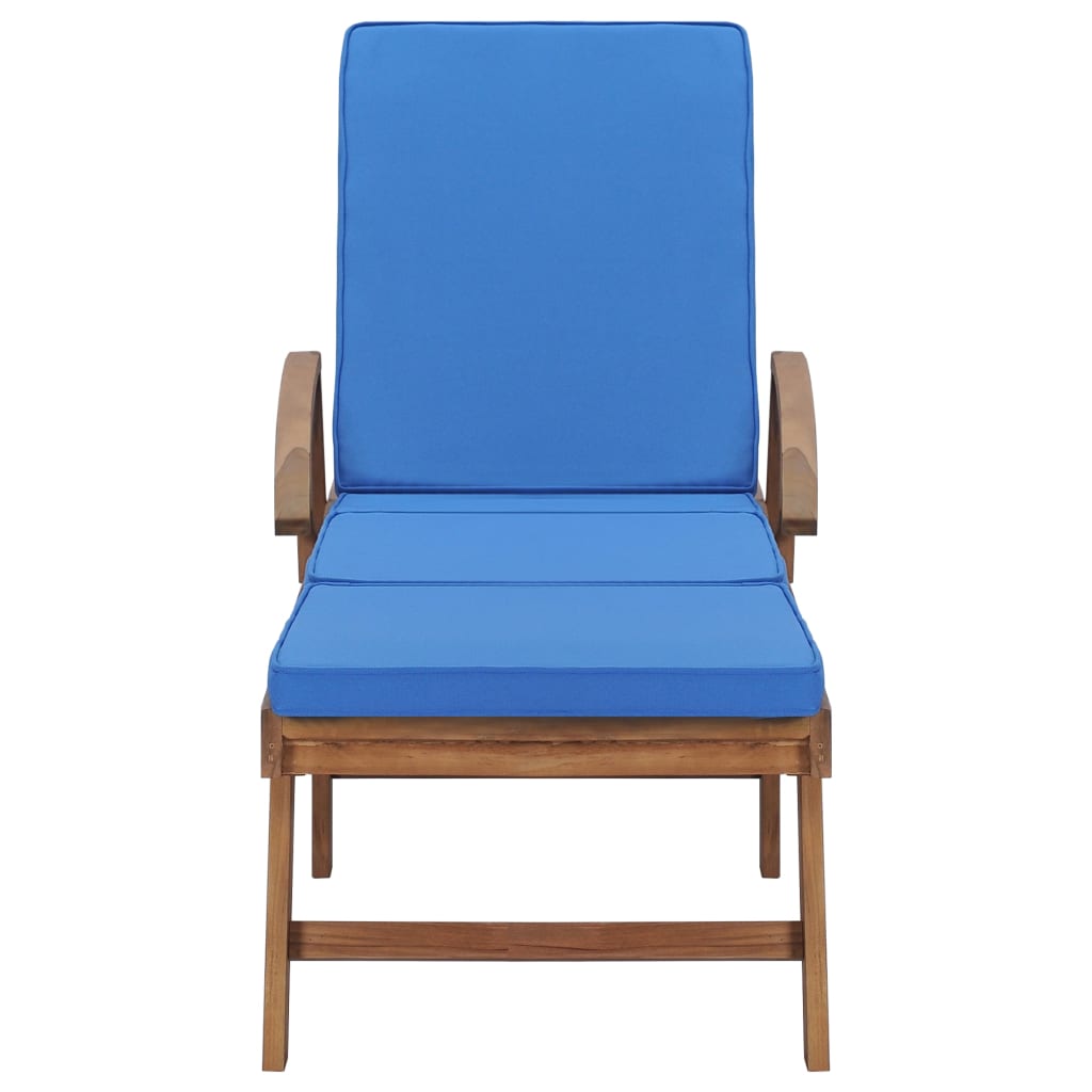 vidaXL Sun Loungers with Cushions 2 pcs Solid Teak Wood Blue