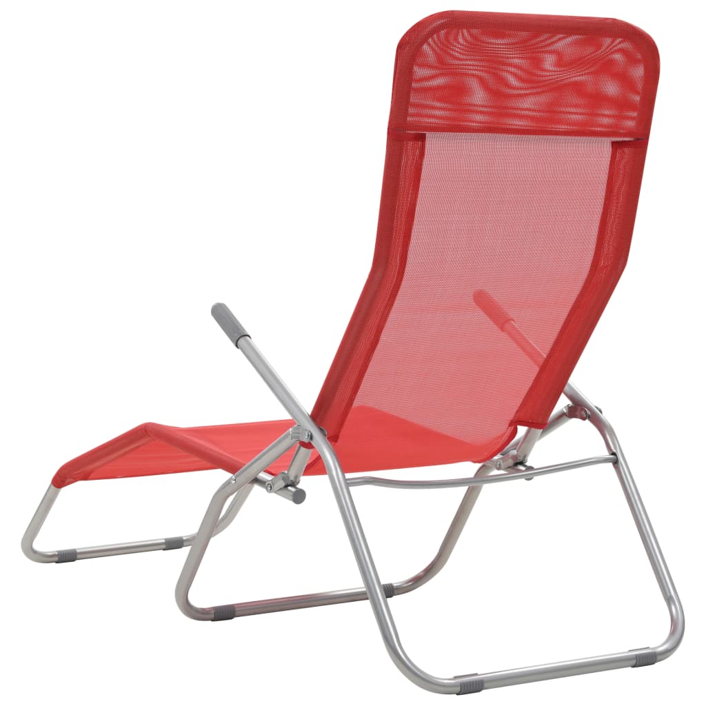 vidaXL Folding Sun Loungers 2 pcs Textilene Red