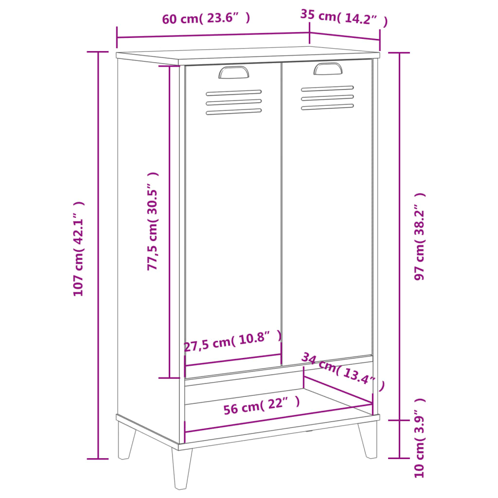 vidaXL Shoe Cabinet VIKEN Black Engineered Wood