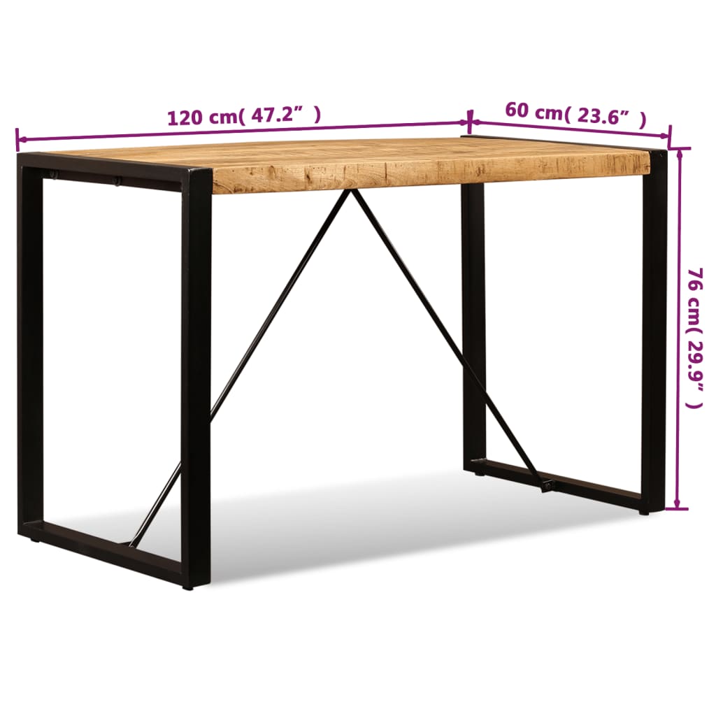 vidaXL Dining Table Solid Rough Mango Wood 120 cm