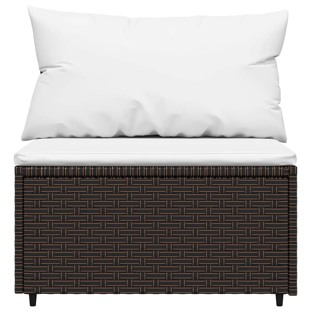 vidaXL 4 Piece Garden Lounge Set with Cushions Brown Poly Rattan