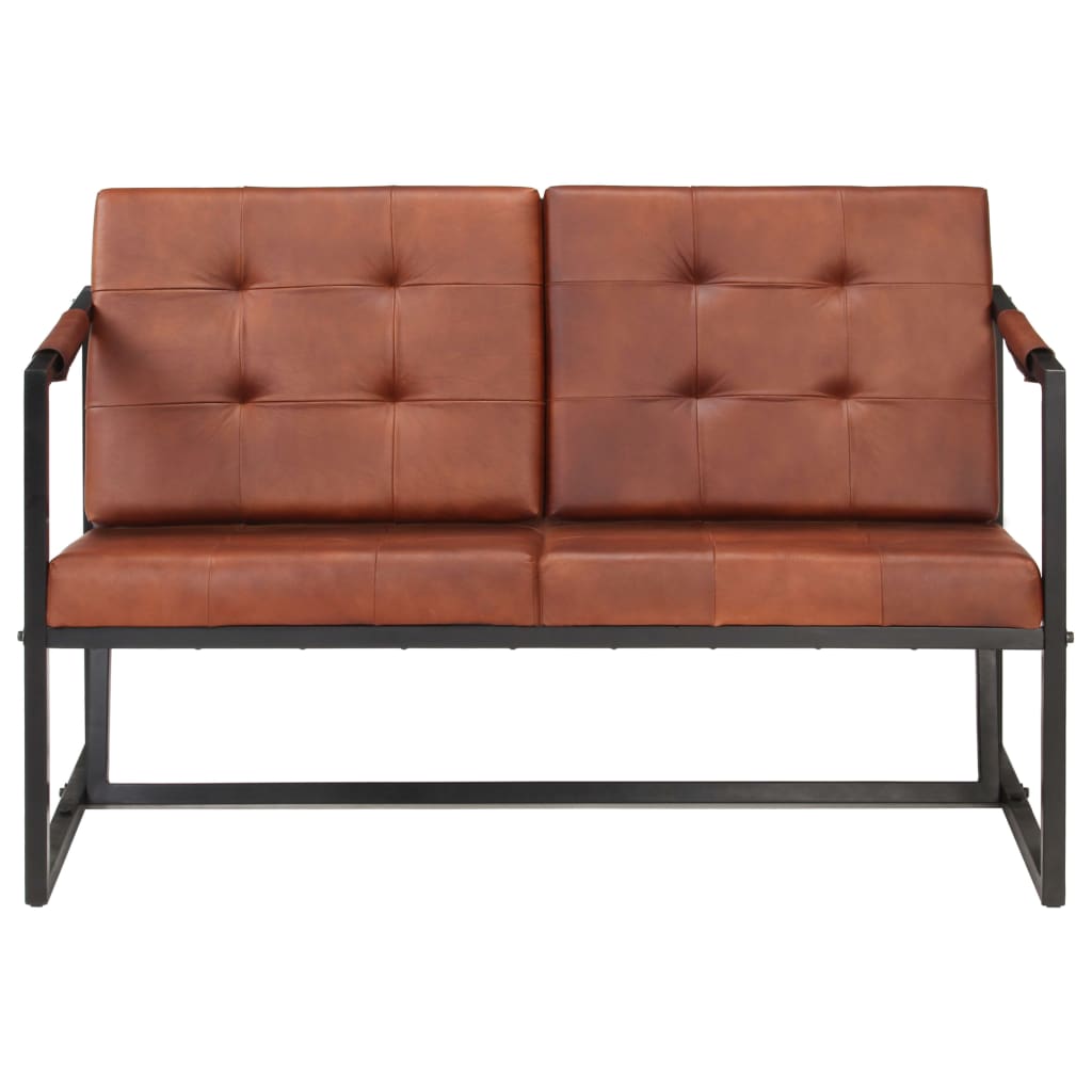 vidaXL 2-Seater Sofa Brown Real Goat Leather