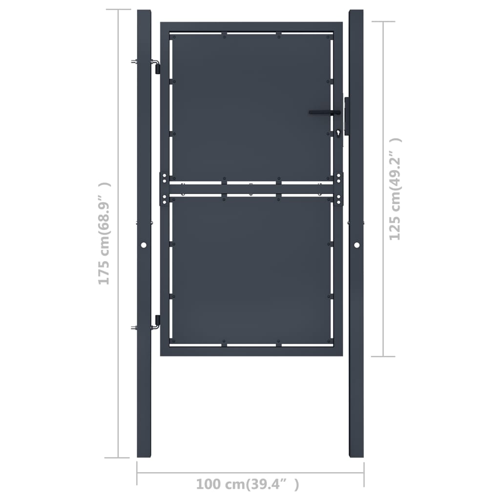 vidaXL Garden Gate Steel 100x125 cm Anthracite