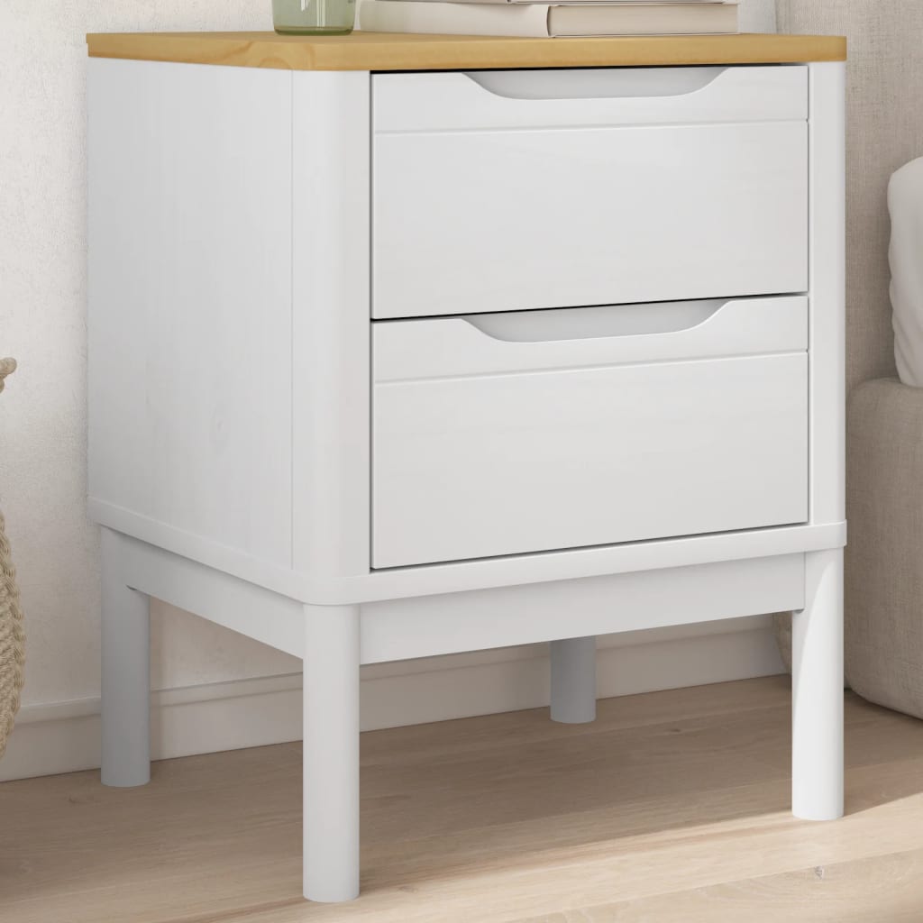 vidaXL Bedside Cabinet FLORO White 45x39x57 cm Solid Wood Pine