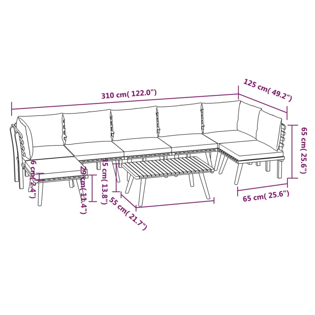 vidaXL 8 Piece Garden Lounge Set with Cushions Solid Wood Acacia