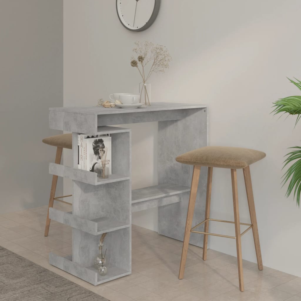 vidaXL Bar Table with Storage Rack Concrete Grey 100x50x101.5cm Engineered Wood