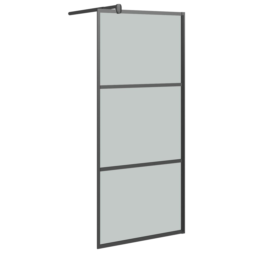 vidaXL Walk-in Shower Wall with Shelf Black 100x195 cm ESG Glass&Aluminium