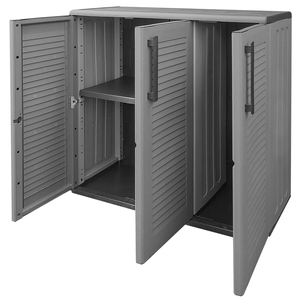 vidaXL Garden Storage Cabinet Grey and Black 102x37x84 cm PP