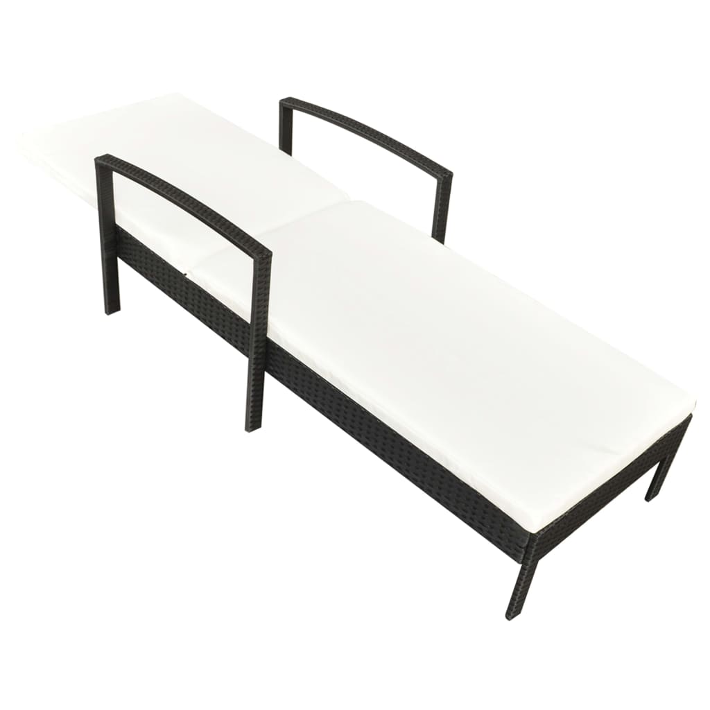 vidaXL Sun Lounger with Cushion Poly Rattan Black