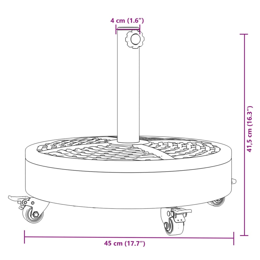 vidaXL Parasol Base with Wheels for Ø38 / 48 mm Poles 27 kg Round