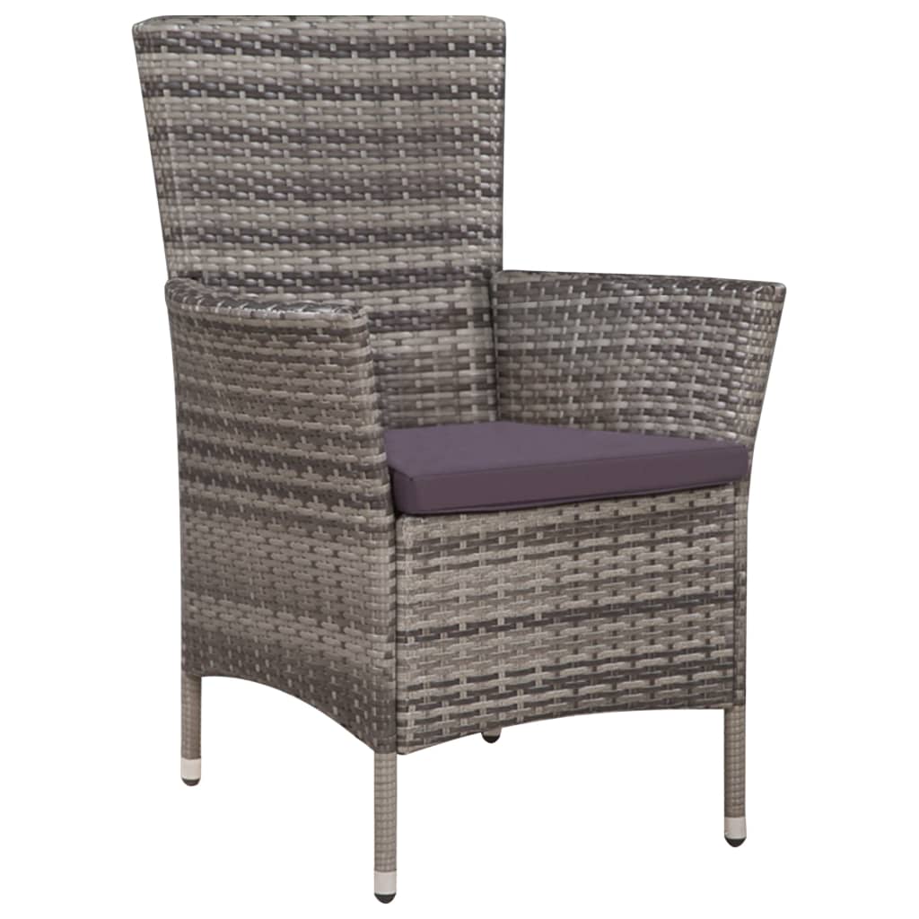 vidaXL 9 Piece Outdoor Dining Set with Cushions Poly Rattan Grey