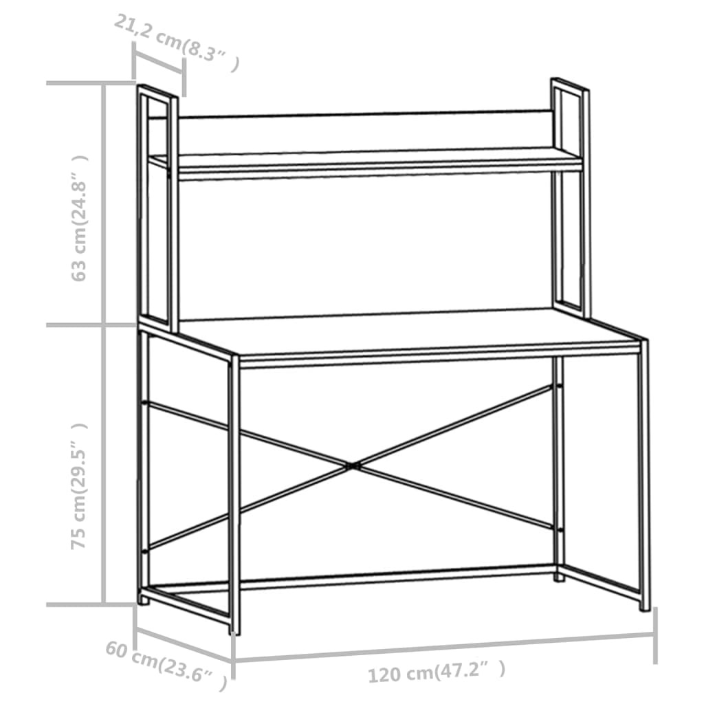 vidaXL Computer Desk Black 120x60x138 cm
