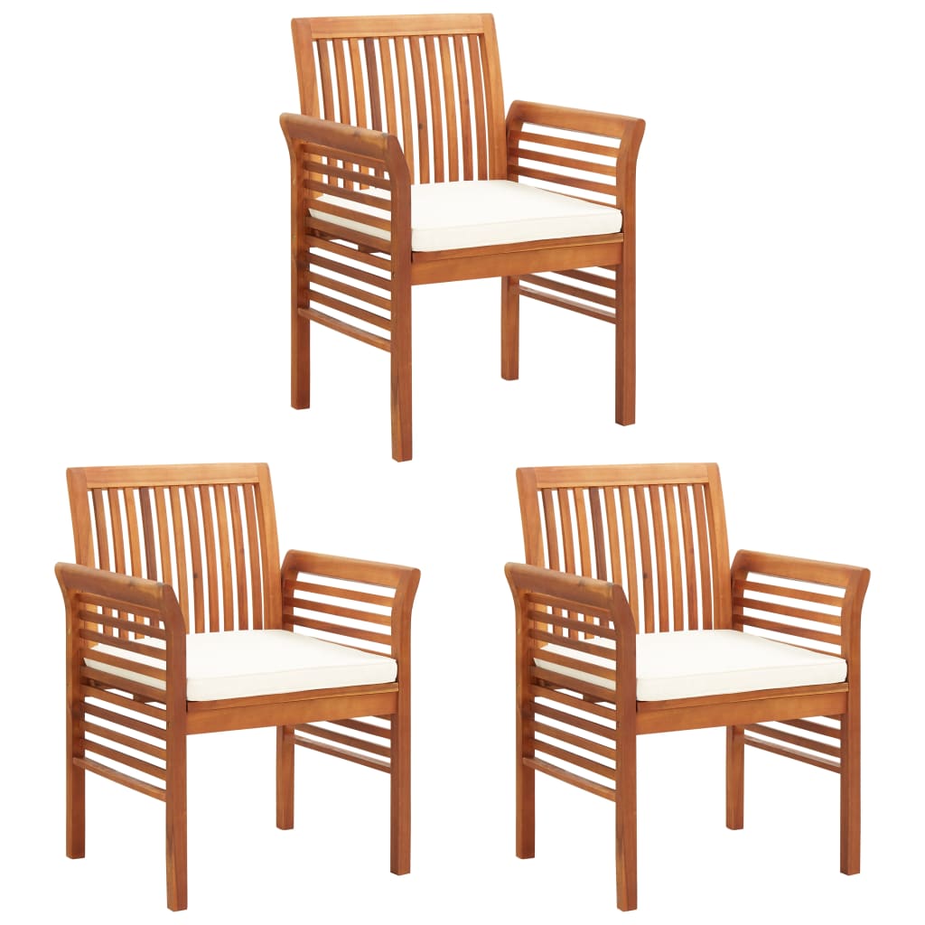 vidaXL Garden Dining Chairs with Cushions 3 pcs Solid Acacia Wood