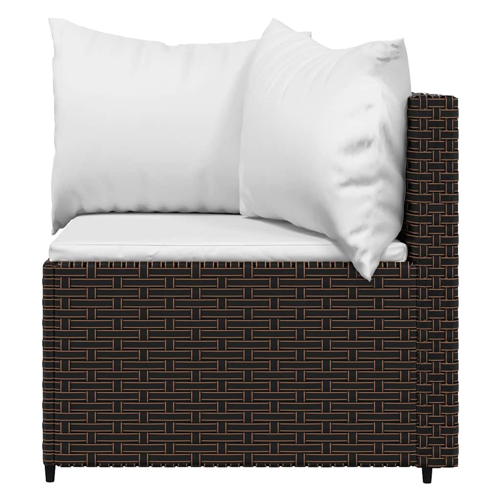 vidaXL Garden Corner Sofas with Cushions 2 pcs Brown Poly Rattan