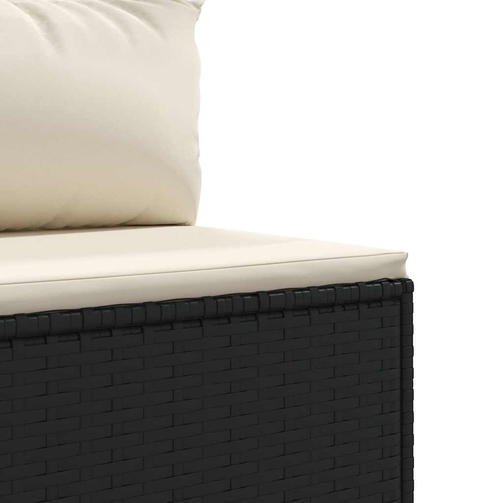 vidaXL 7 Piece Garden Lounge Set with Cushions Black Poly Rattan