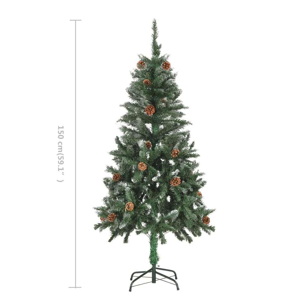 vidaXL Artificial Christmas Tree with Pine Cones and White Glitter 150 cm