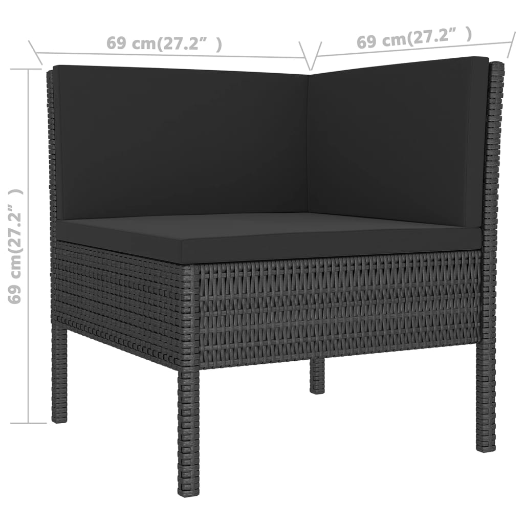 vidaXL 14 Piece Garden Lounge Set with Cushions Poly Rattan Black