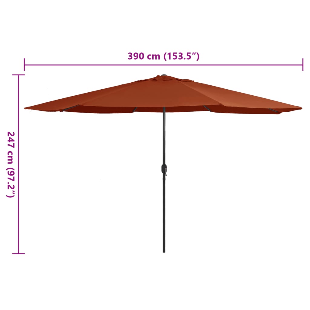 vidaXL Garden Parasol with Metal Pole 390 cm Terracotta