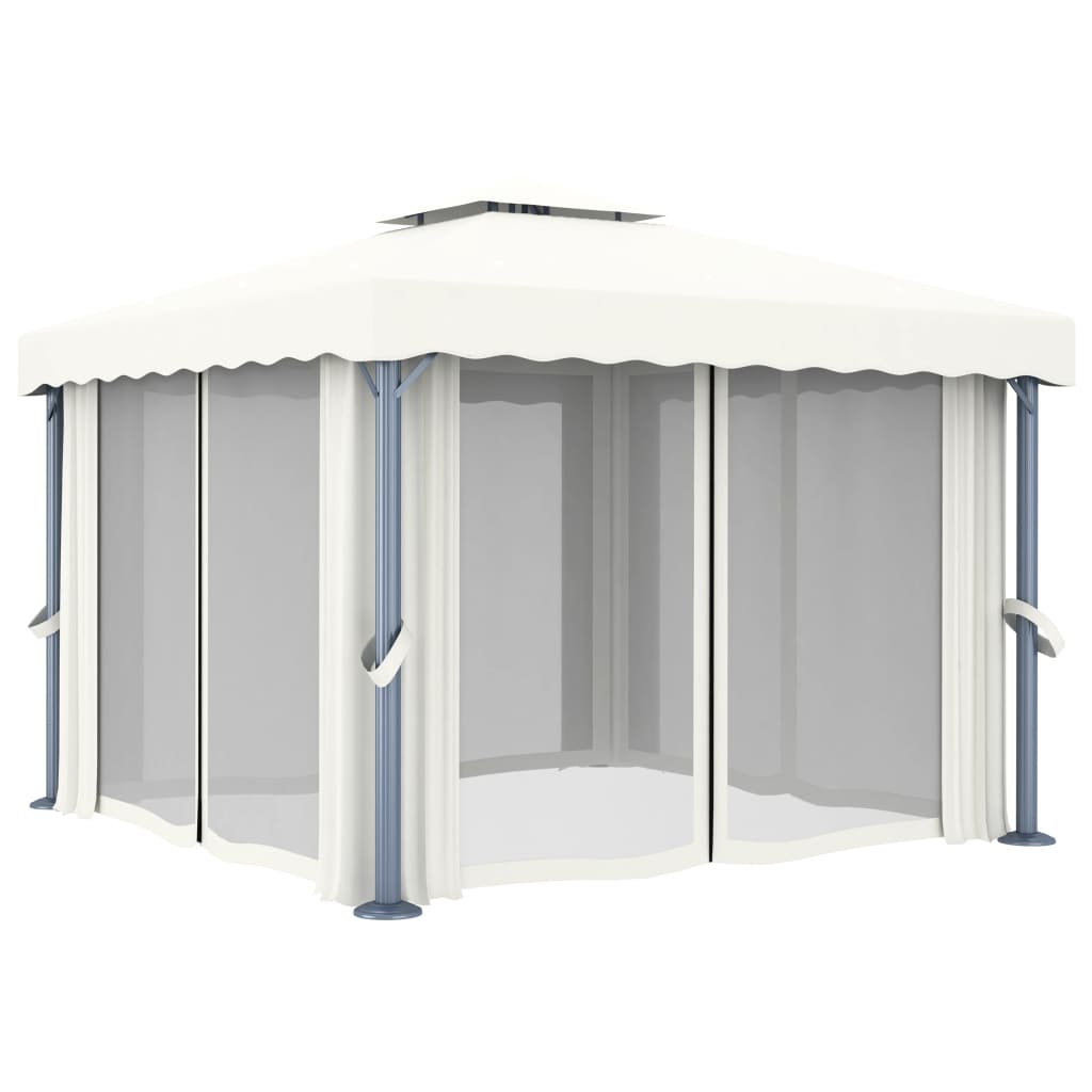 vidaXL Gazebo with Curtain 3x3 m Cream White Aluminium