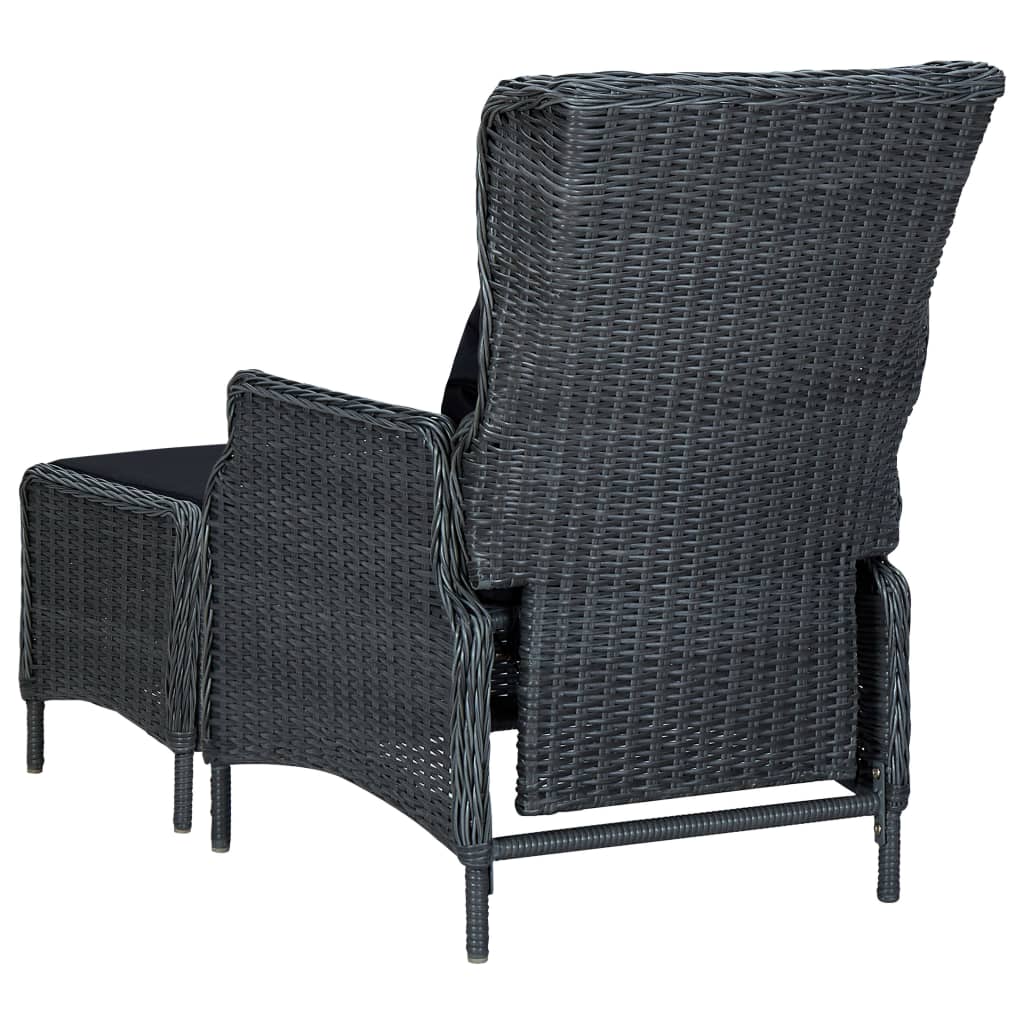 vidaXL 3 Piece Garden Lounge Set with Cushions Poly Rattan Dark Grey