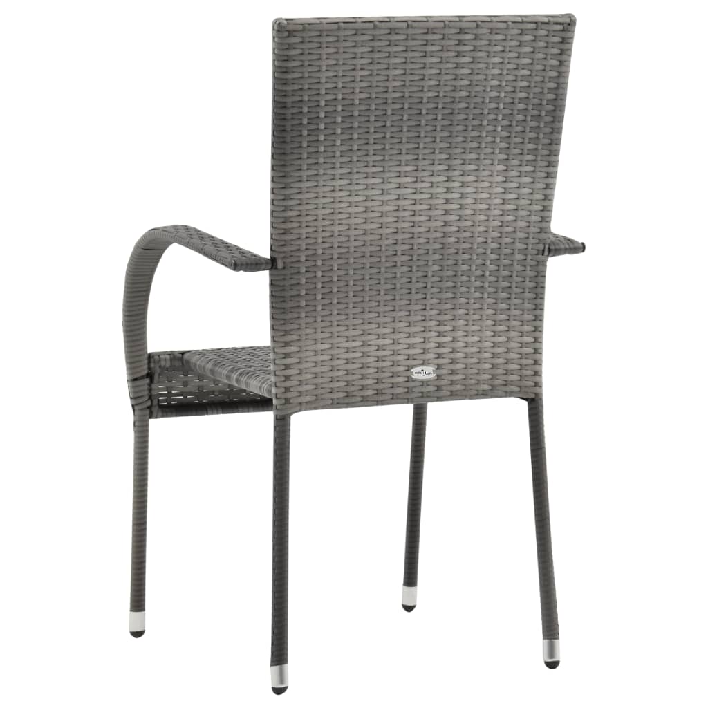 vidaXL Stackable Outdoor Chairs 6 pcs Grey Poly Rattan