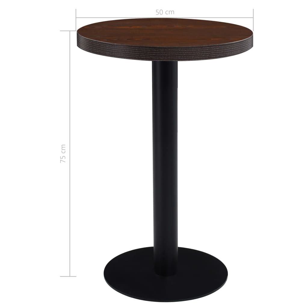 vidaXL Bistro Table Dark Brown 50 cm MDF