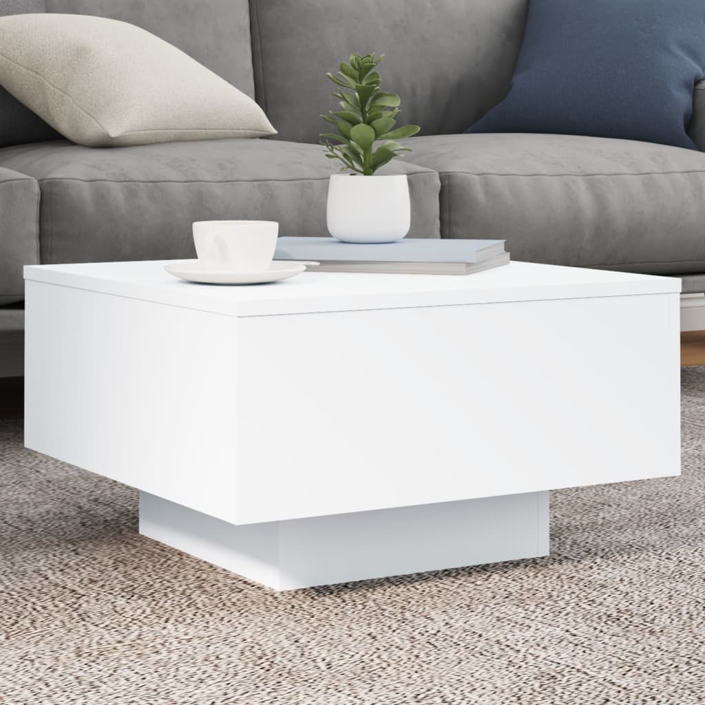 vidaXL Coffee Table with LED Lights White 55x55x31 cm