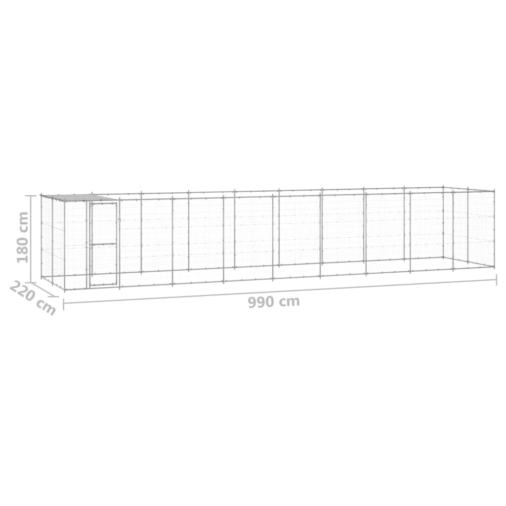 vidaXL Outdoor Dog Kennel Galvanised Steel with Roof 21.78 m²