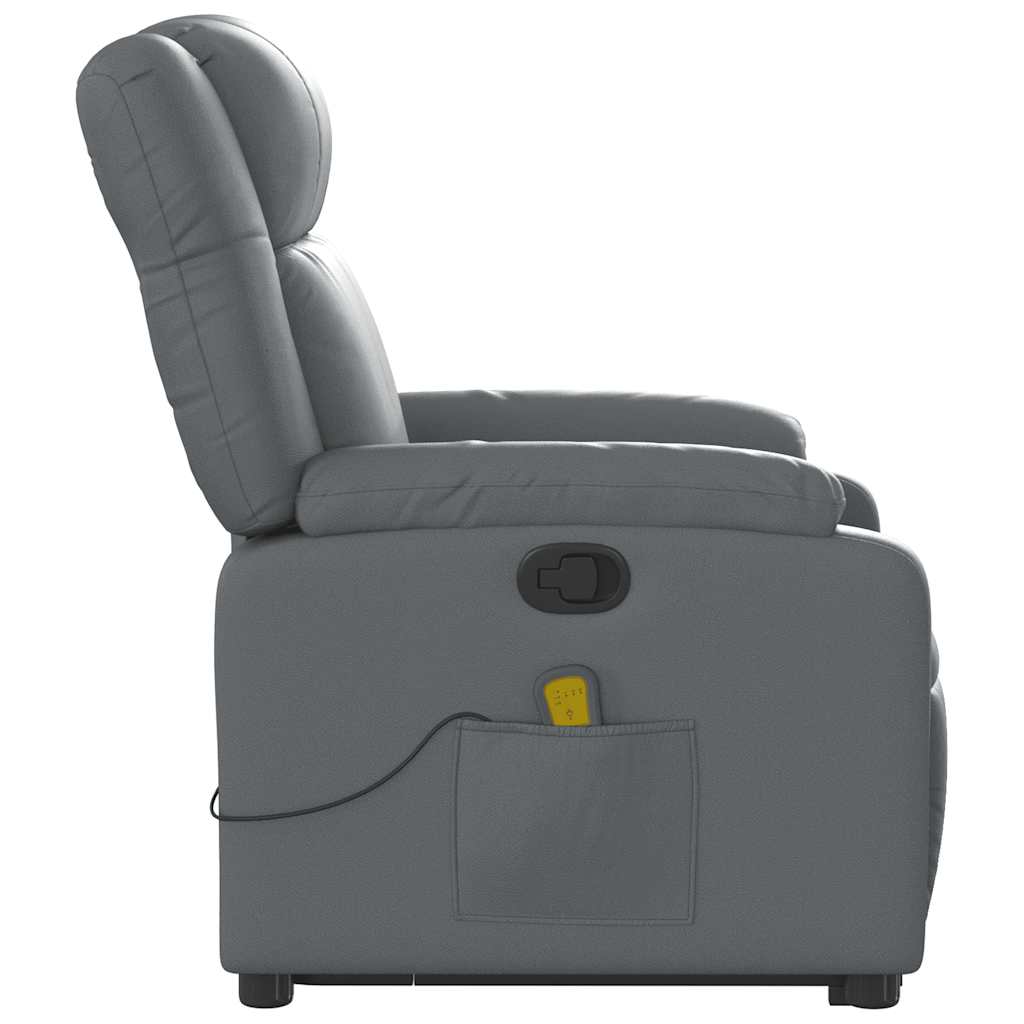 vidaXL Stand up Massage Recliner Chair Grey Faux Leather