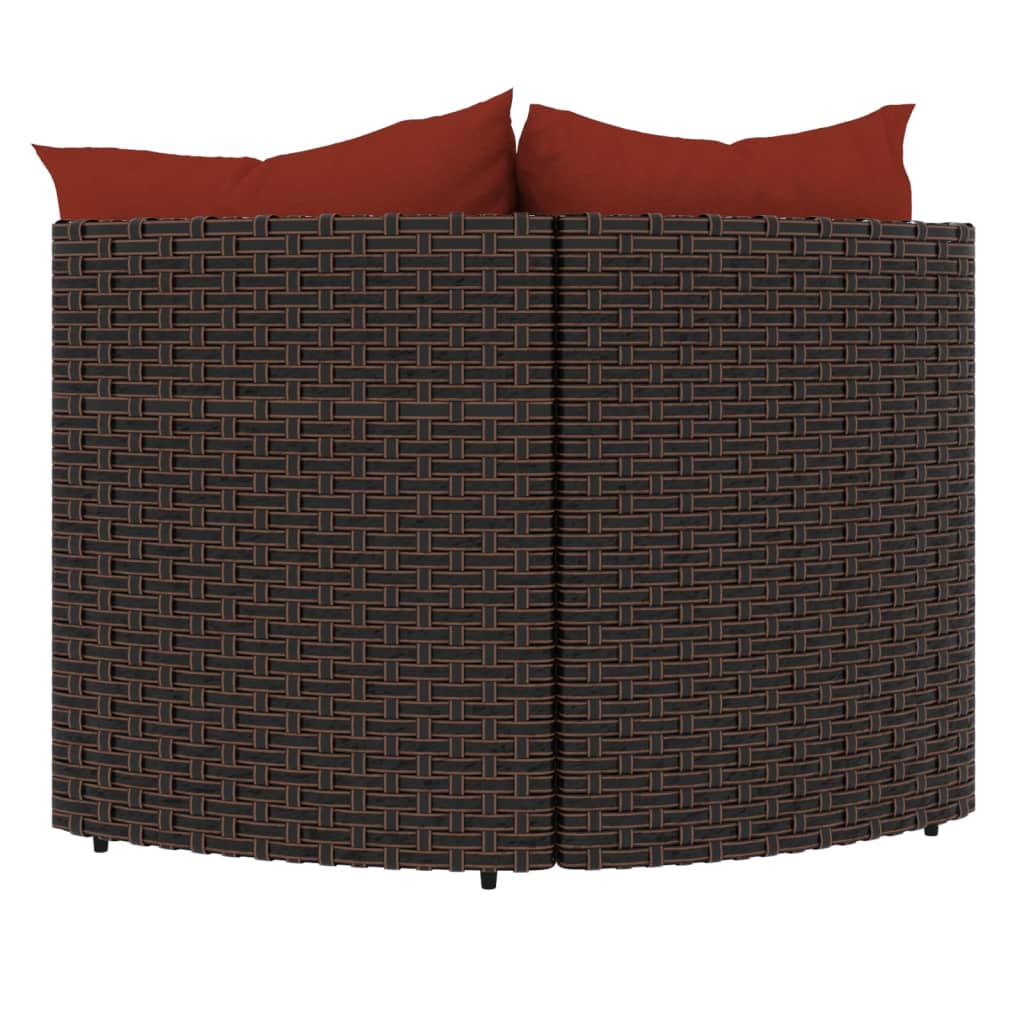 vidaXL Garden Corner Sofas with Cushions 2 pcs Brown Poly Rattan