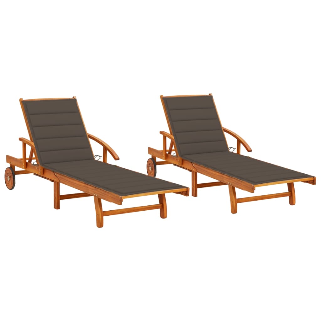 vidaXL Sun Loungers 2 pcs with Cushions Solid Acacia Wood