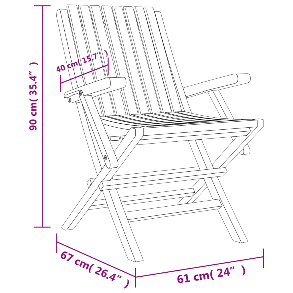 vidaXL Folding Garden Chairs 6 pcs 61x67x90 cm Solid Wood Teak