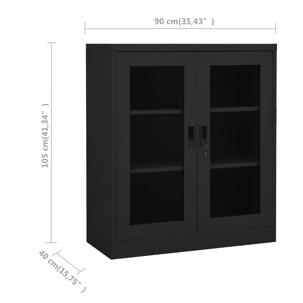 vidaXL Office Cabinet Anthracite 90x40x105 cm Steel