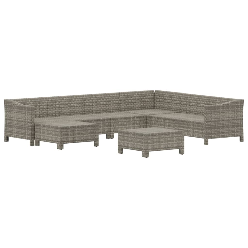 vidaXL 8 Piece Garden Lounge Set with Cushions Grey Poly Rattan