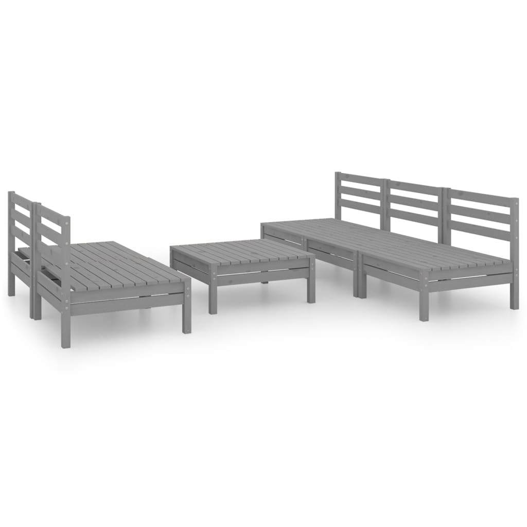 vidaXL 6 Piece Garden Lounge Set Grey Solid Pinewood