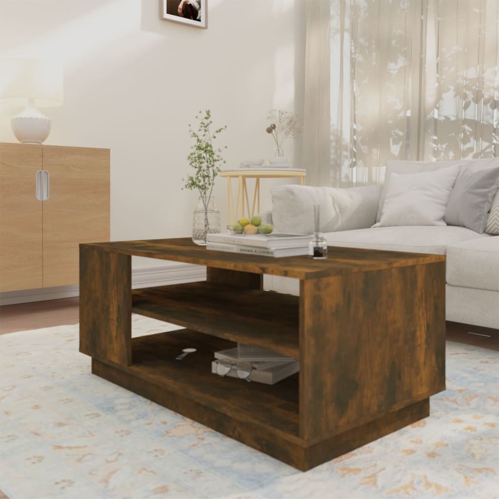 vidaXL Coffee Table Smoked Oak 102x55x43 cm Engineered Wood