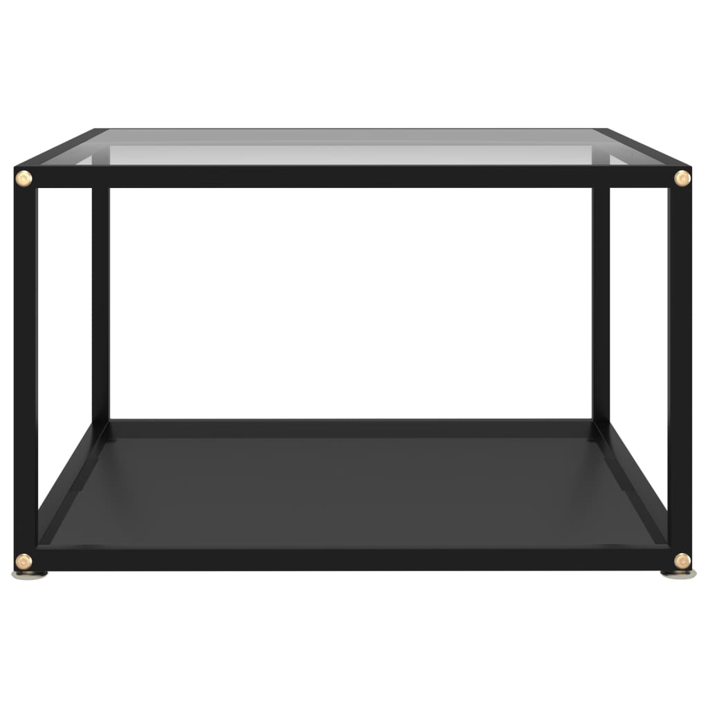 vidaXL Coffee Table Transparent and Black 60x60x35 cm Tempered Glass