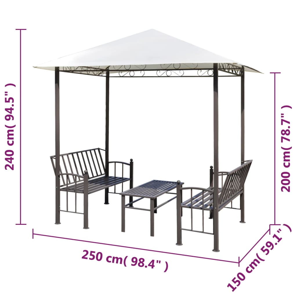 vidaXL Garden Pavilion with Table and Benches 2.5x1.5x2.4 m