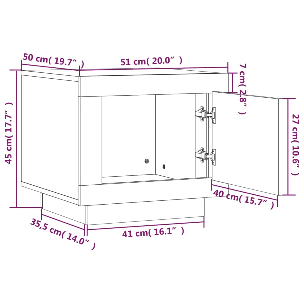 vidaXL Coffee Table Black 51x50x45 cm Engineered Wood